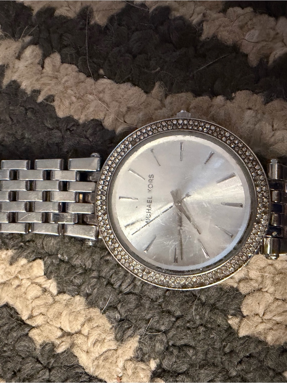 Michael Kors Silver-Tone Crystal Bezel women’s  Bracelet Watch